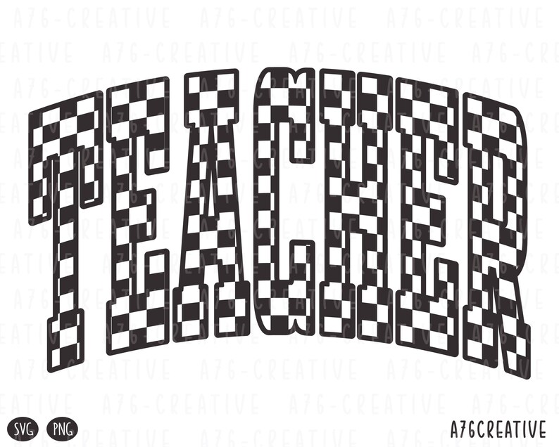 Retro Checkered Teacher Design: Shirt Sublimation (SVG & PNG) - Etsy