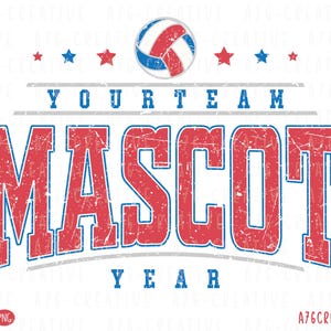Personalized Volleyball Mascot and Your Team Custom Work Png, School Team, Retro Varsity Volleyball Team Custom Order Sublimation. Svg & Png