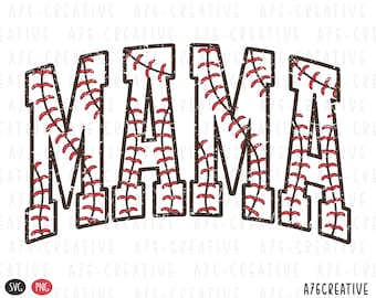 May include: A brown and red baseball-themed graphic with the word "MAMA" in a vintage distressed style.