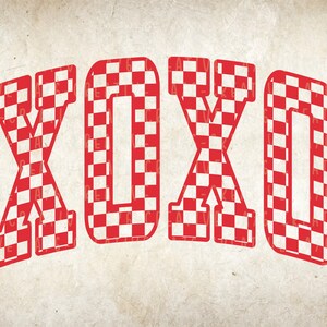 XOXO Checkered Ribbon Bow Print Valentines Day T Shirt main image 0