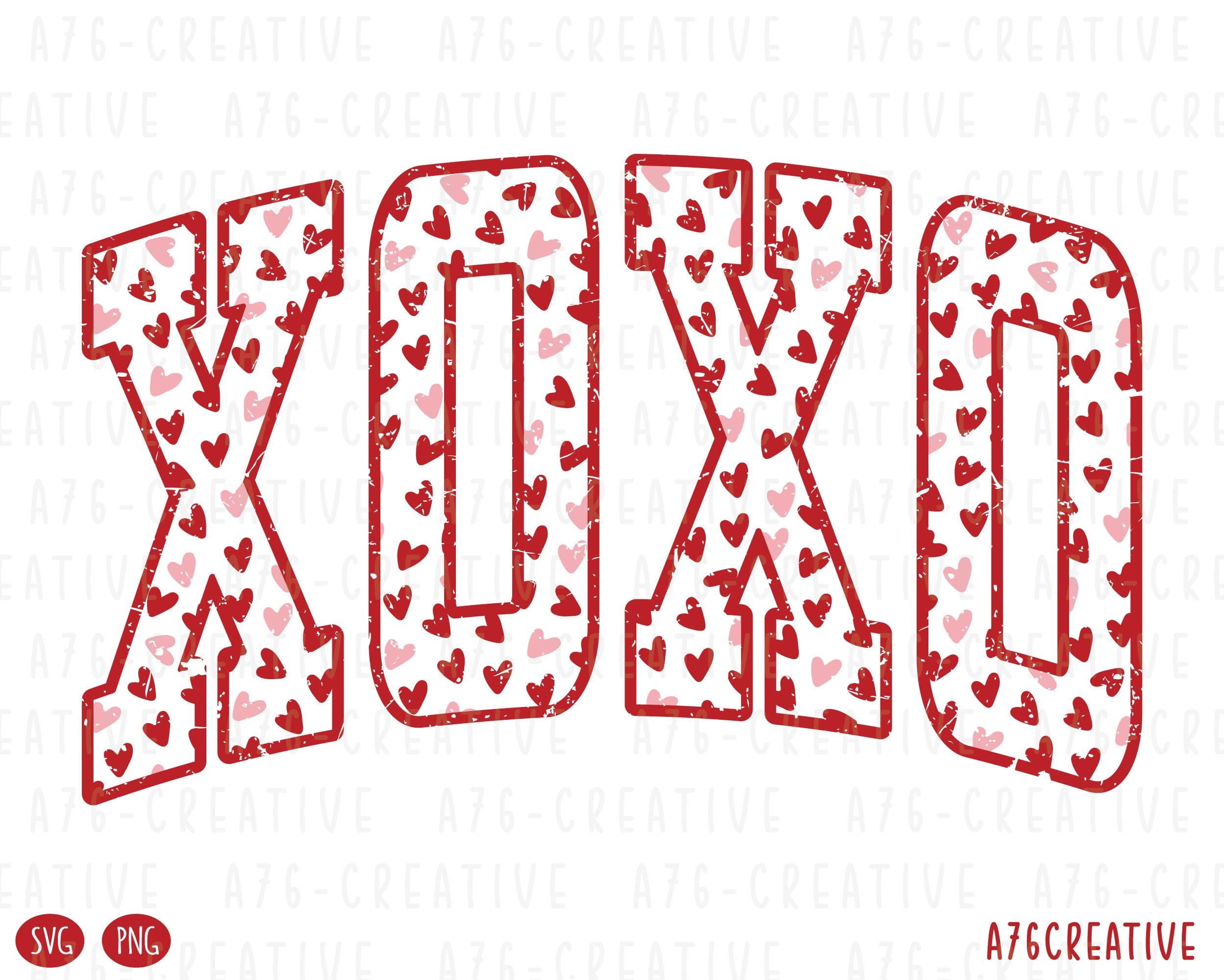 Retro Valentines XOXO Hearts SVG PNG - Distressed Design (digital ...