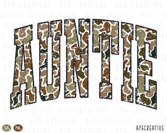 Retro Camo Auntie Design: Sublimation PNG SVG (Digital Download)