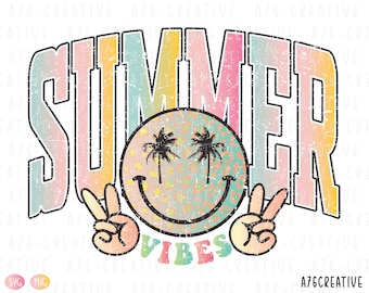 Summer Vibes PNG, Summer Vibes SVG, Sunshine Png, Trendy Summer, Summer Vibes, Spring Break, Retro Summer Vibes Sublimation Shirt. Svg & Png