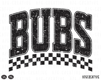 Checkered Bubs Brother SVG PNG: Retro Sublimation Design (Digital Download)