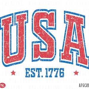 Retro USA 1776 Distressed Design: Sublimation PNG SVG (Digital Download)