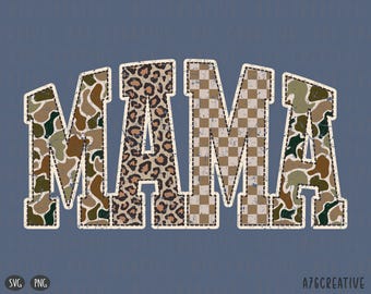 Hunting Mama Camo Png, Camouflage Checkered Mama, Leopard Mama, Mama Shirt, Vintage Camo Mama Mothers Day Sublimation (SVG & PNG)