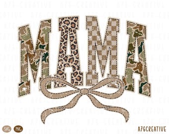 Hunting Mama Coquette Camo Checkered Png, Camouflage Checkered Mama, Leopard Mama, Vintage Camo Mama Mothers Day Sublimation (SVG & PNG)