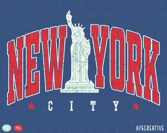Retro New York City SVG PNG, Stadtgrafik, Urban Travel Art, Freiheitsstatue (Digitaler Download)