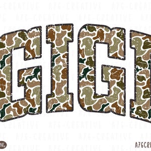 Gigi de camuflaje retro (PNG), Gigi de camuflaje (PNG), Gigi de camuflaje (SVG), Gigi de camuflaje antiguo, Gigi (PNG), Gigi de camuflaje vintage (sublimación del Día de la Madre). SVG y PNG