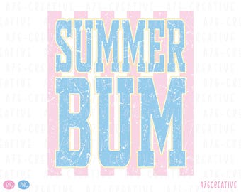 Retro Summer Bum Stripes Sublimation Summer Shirt Design Preppy Summer Bum SVG & PNG (Digital Download)