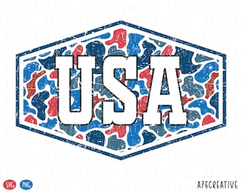 Retro Camo USA Design: 4th of July, Sublimation (SVG, PNG Digital Files
