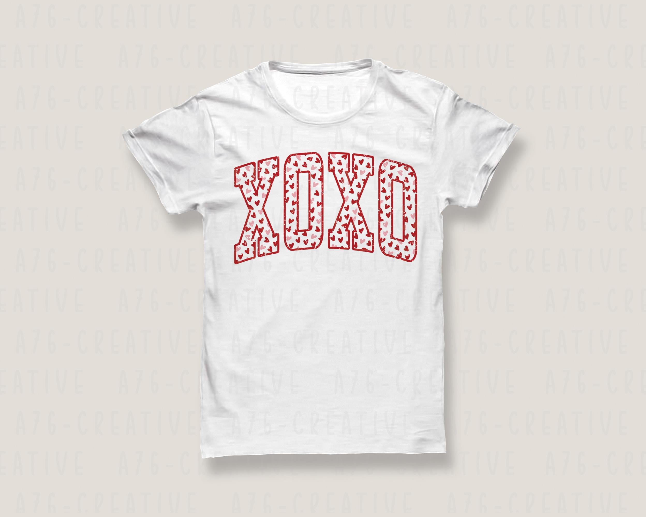 Retro Valentines XOXO Hearts SVG PNG - Distressed Design (digital ...