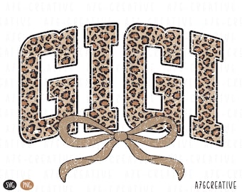 Retro Varsity Gigi Leopard Print, Coquette Shirt Sublimation Design (SVG & PNG)