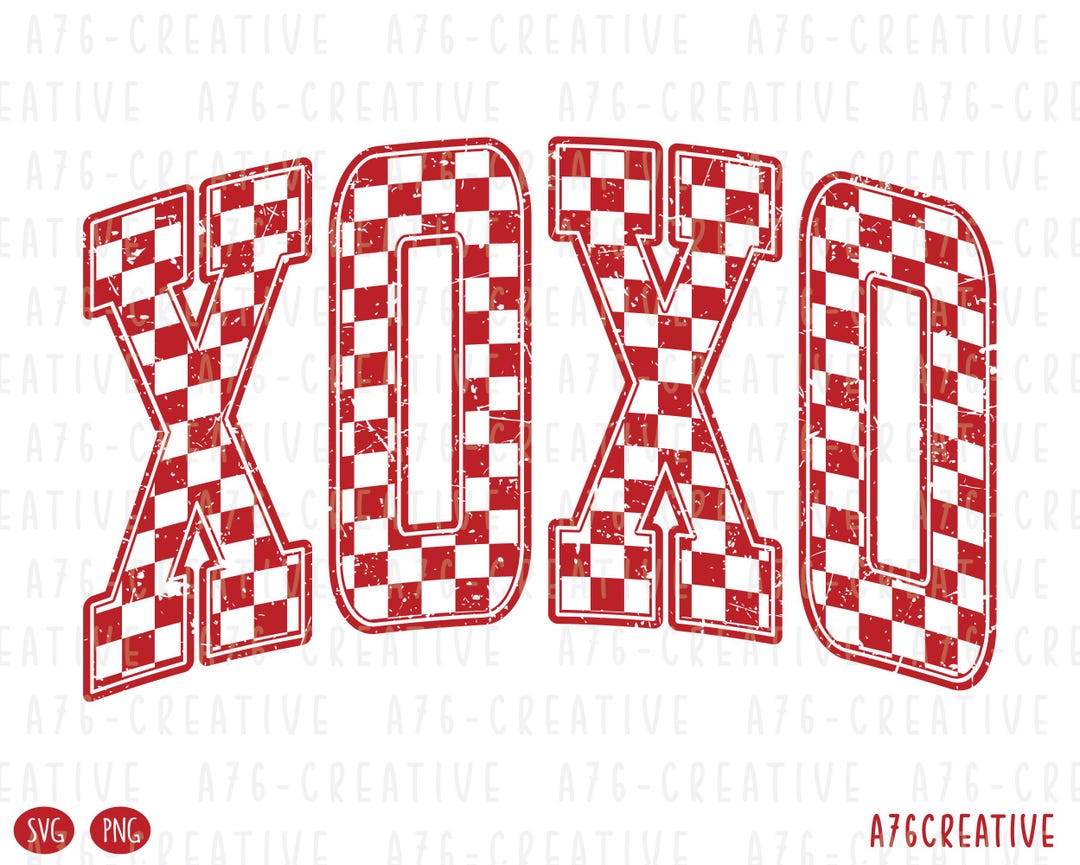 Retro Checkered XOXO Valentines PNG SVG, Shirt Sublimation (digital ...