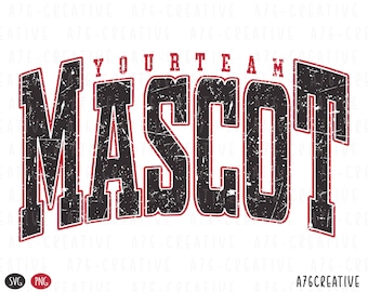 Personalized Mascot and Your Team Custom Work Svg Png, Retro Varsity Team Custom Order, Varsity School Custom Team Sublimation. Svg & Png