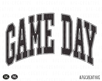 Retro Varsity Game Day Png, Game Day Svg, Sport Png, Football Png, Vintage Varsity Game Day Black and White Sublimation Shirt. Svg & Png