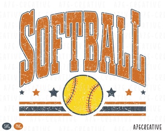 Retro Varsity Softball SVG PNG: Distressed Sublimation (Digital Download)