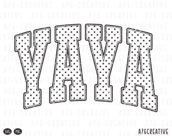 Retro Polka Dot Yaya Design: Trendy Sublimation SVG, PNG Files (Digital Download)