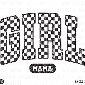Retro Checkered Girl Mama Png Svg, Checkered Girl mama Shirt, Girl Mama Svg, Vintage Checkered Girl Mama Sublimation Shirt. Svg & Png