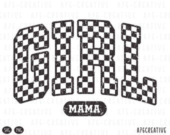 Checkered Girl Mama SVG PNG: retro sublimatieontwerp (digitale download)