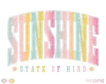 Sunshine State of Mind SVG PNG: retro zomerontwerp (digitale download)