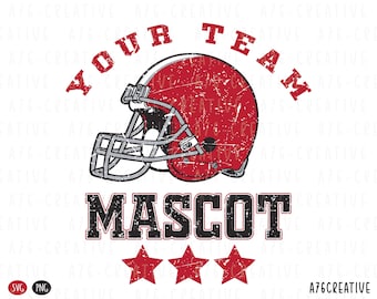 Personalized Mascot Football Team SVG PNG, Custom Varsity Mascot School Sport Team, Custom School Spirit PNG, Game Day Sublimation Design