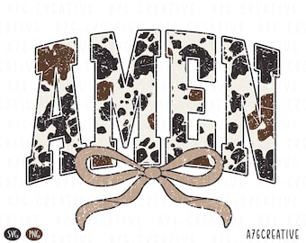 Amen Coquette Cow Print Design , Retro Style , Western Christian Sublimation Shirt Digital Download (SVG, PNG)
