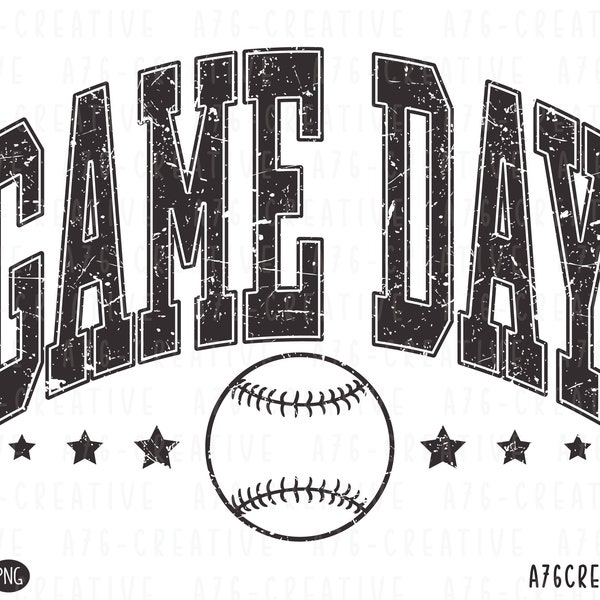 Retro Varsity Game Day Baseball Png Instant Download,  Vintage Varsity Game Day Baseball Sublimation. Svg & Png