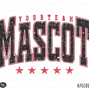 Gepersonaliseerde mascotte en je team Custom Work Svg Png, Retro Star Team Custom Order, Varsity School Custom Team Star-sublimatie. Svg en png