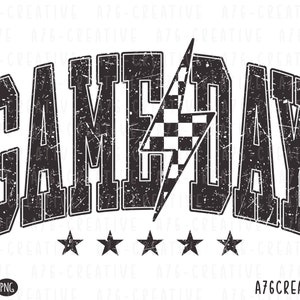 Game Day PNG, Game Day SVG, geruite Game Day Lightning, Retro Game Day geruite Lightning Bolt-sublimatieshirt. Png en svg
