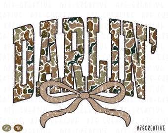 Camo Darlin' Coquette SVG en png, cowboy western sublimatieontwerp, rustieke quote digitale download