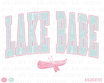 Retro Lake Babe Shirt Design: Distressed SVG & PNG (Digital Download)