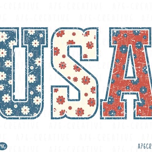 Retro USA Floral Png . Floral USA ,  Independence Day , 4th of July , Floral America Usa , Vintage USA Floral Sublimation Shirt. Svg and Png