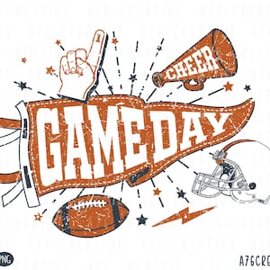Retro Game Day Pennant Flag: Distressed SVG & PNG (Digital Download