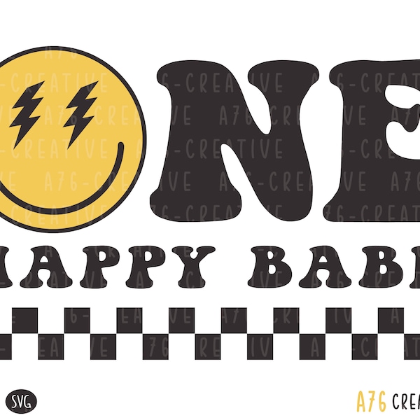 Retro Groovy Happy One Babe Svg Png, Checkered Happy Babe Svg, Groovy Babe, Vintage Groovy One Happy Babe Sublimation Shirt. Svg & Png