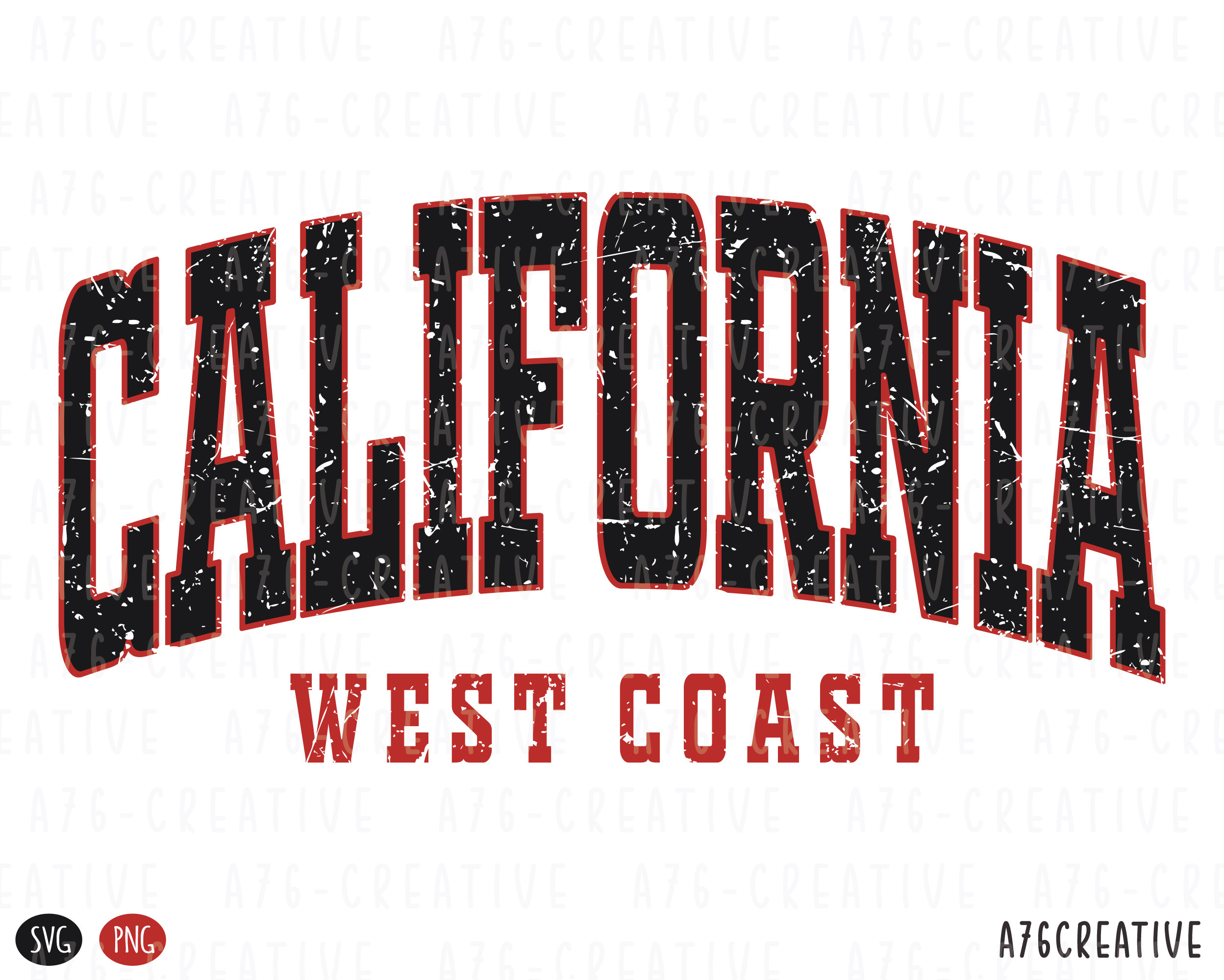 Retro California West Coast SVG PNG - Distressed Design (digital Download)  - Etsy, image size:2497x2000