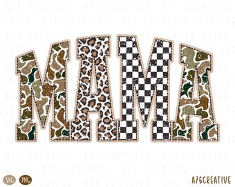 Retro Hunting Mama Camo Png, Camouflage Checkered Mama, Leopard Mama, Mama Shirt, Vintage Camo Mama Mothers Day Sublimation (SVG & PNG)