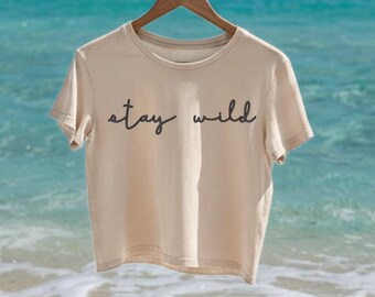 Stay Wild Cropped Top: Boho Bella Canvas Flowy Tee