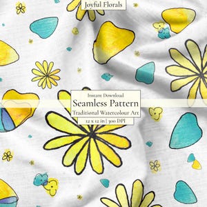 Fantasia floreale senza soluzione di continuità – Carta digitale con margherite dipinte a mano per tessuti e artigianato