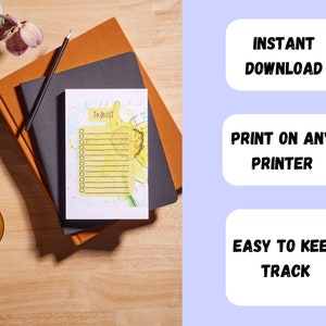 Printable To-do List, Unlimited Prints of PDF, Floral Design Daffodil Simple Printable To-Do List, Productivity Planner, PDF. image 3
