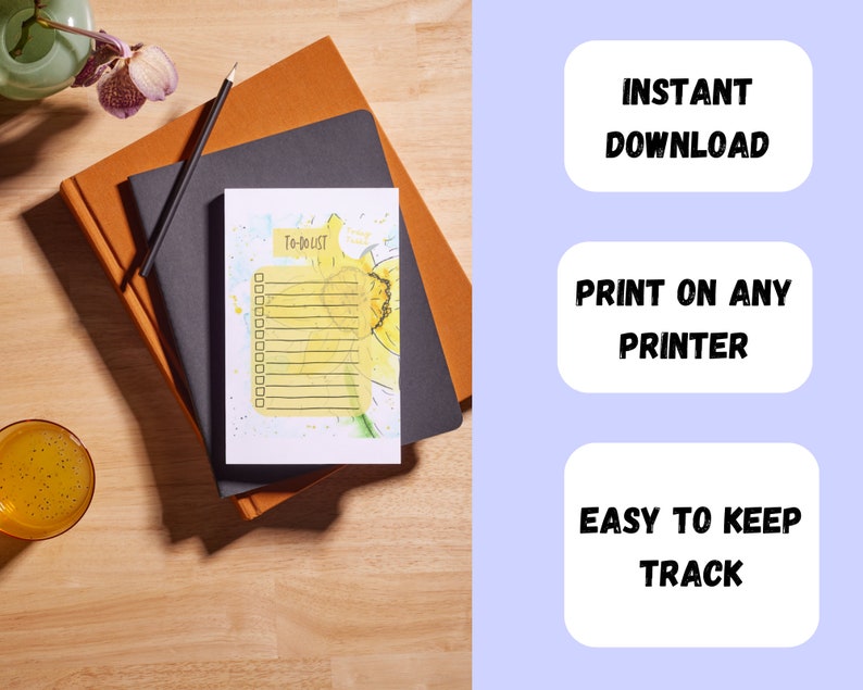 Printable To-do List, Unlimited Prints of PDF, Floral Design Daffodil Simple Printable To-Do List, Productivity Planner, PDF. image 3