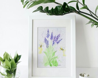 Bees and Lavender Wall Art. Charming Home Decor Suited for Any Room- Nature Inspired Art- Perfect Gift