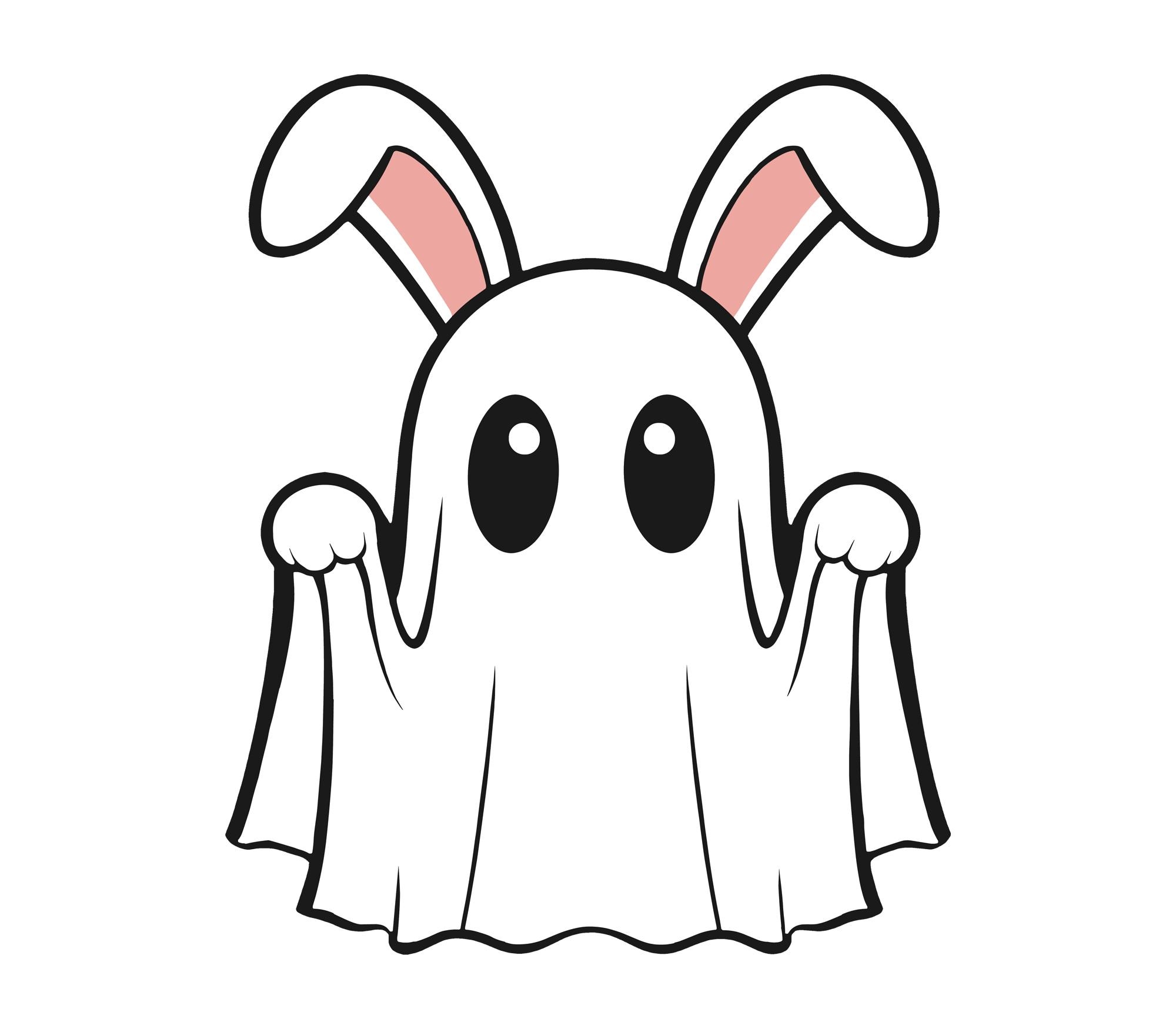 Ghost Rabbit Svg, Bunny Ghost Svg, Cute Ghost With Rabbit Ears Svg, Png ...