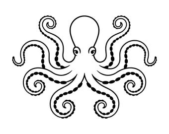 Svg-bestand met getekende octopus, vectorbestanden om af te drukken