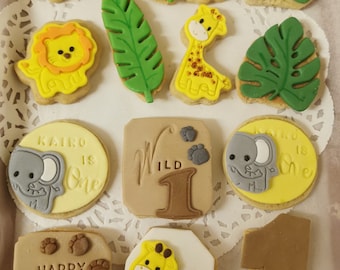 Jungle Animal Cookies  / Baby Shower / Birthday treat / Party bag filler / Personalised