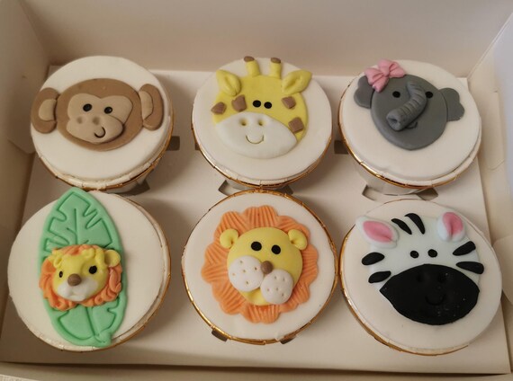 Cupcake-Aufsätze Dschungeltiere – 36 Stück Mit Glitzer Für Kindergeburtstag & Party