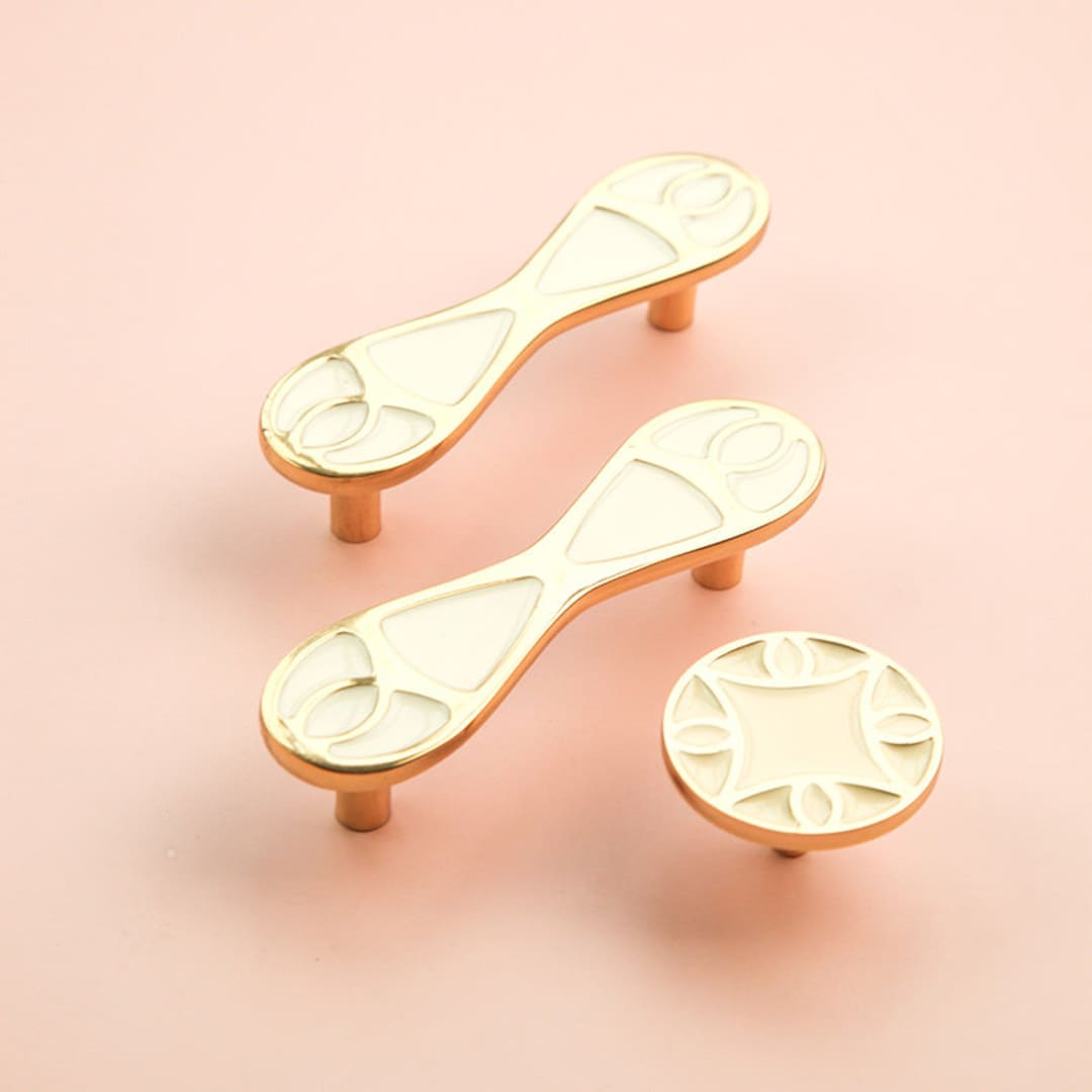 Vintage White Knobs Gold Knobs Knobs Brass Knobs Etsy