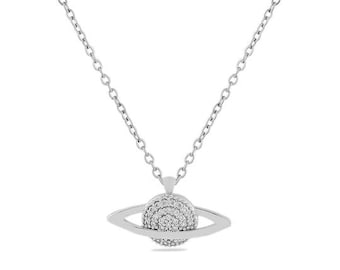 Saturn Planet Necklace • Dainty Minimalist Elegant Celestial Jewelry Pendant Astrology
