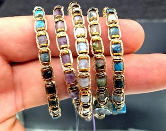 Handwoven Macrame Gemstone Bracelet: Boho Healing Crystal Jewelry