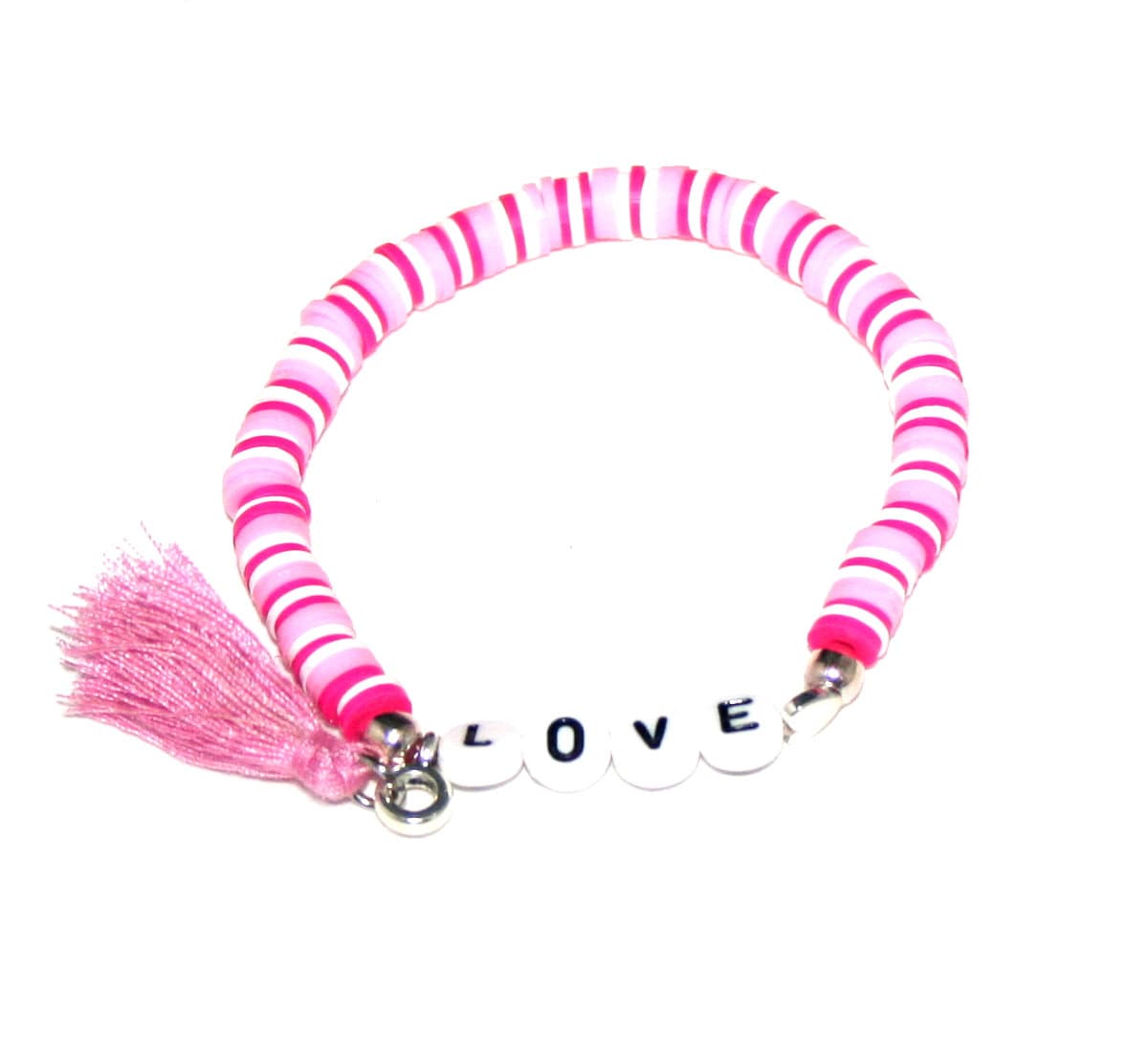 Bracelet With Katsuki Pearls in Pink and White and Lettering